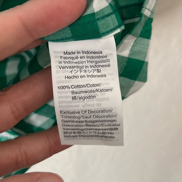 J. Crew Pajama Top Women's Small Vintage Green Gingham Emerald Ivory Christmas - Picture 6 of 7